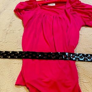 Topshop Fuchsia Bodysuit with Black Embellished Belt